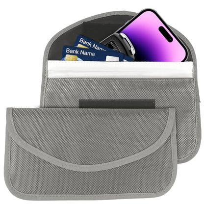 2PCS Faraday Bag for Phones and Car Keys, Keyless Entry RFID Signal Blocking Bag Key Fob Protector, Anti-Theft Faraday Pouch for Cell Phone Privacy Protection, Signal Shielding (Silver) - color: Silver