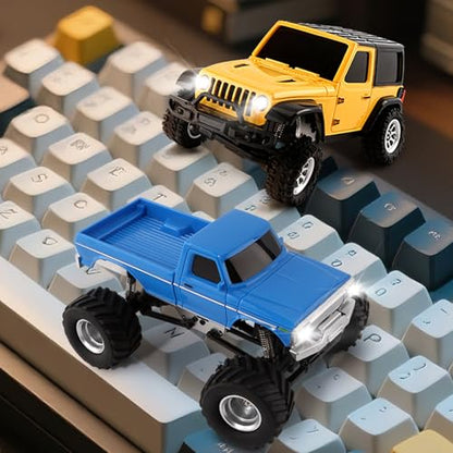 1:36 Mini RC Crawler, JABAILE 3602 4WD Off-Road RC Truck RTR for Adults Hobby Gifts Toys (Blue) - color: Blue