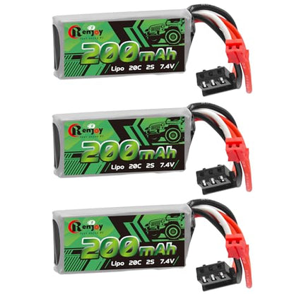 7.4V 2S 20C 200mAh Rechargeable Lipo Battery for Axial SCX30, 3pcs | 2S Lipo Battery with PH2.0 Plug Compatible with Axial SCX30 Jeep Bronco K10 RC Car Truck Rock Crawler Upgrades - color: 200mAh/ 3pcs