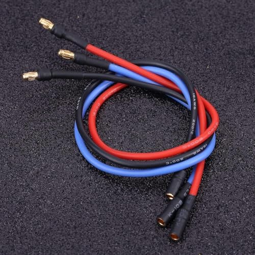 HERCHR 3Pcs 3.5mm Banana Extension Cable Banana Plug Gold Bullet Connector 16AWG Male Female 12in Silicone Wire for RC Brushless Motor ESC Extension Cable Wire RC Car Boat Parts