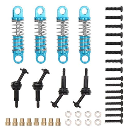 Aluminum Alloy Steering Knuckles Kit A-Arms Suspension Arm Rear Link Rod Shocks & Dogbones(CVD) Upgrade Parts Compatible with WLtoys K969 K979 K989 K999 P929 P939 284131 1/28 RC Car(Blue) - color: Blue