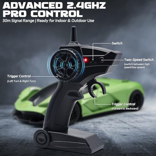RC Drift Car 1:20 Scale RC Cars 2.4GHz Remote Control Car Toy Gifts for Kids (Green)