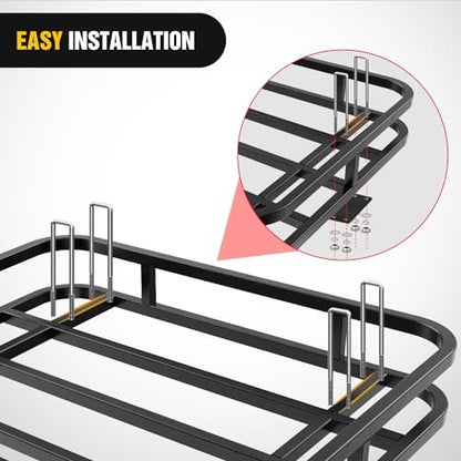 Nilight 32”×26”×4” RV Bumper Mounted Cargo Rack Carrier with Net Fits 4-inch or 4-1/2-inch Bumpers Heavy Duty Luggage Holder Basket for RV Camping Traveling Capacity 350LBS - style: 32”×26”×4” RV Bumper Mounted w/Net