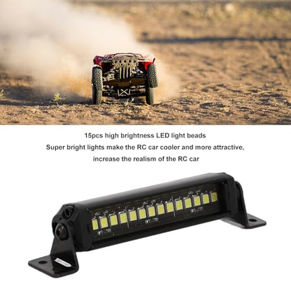 RC Light Bar Roof Lamp Kit 15 LED 3.1 Inch Aluminum Alloy Super Bright Roof for Axial SCX10 1/10 RC Crawler Cars