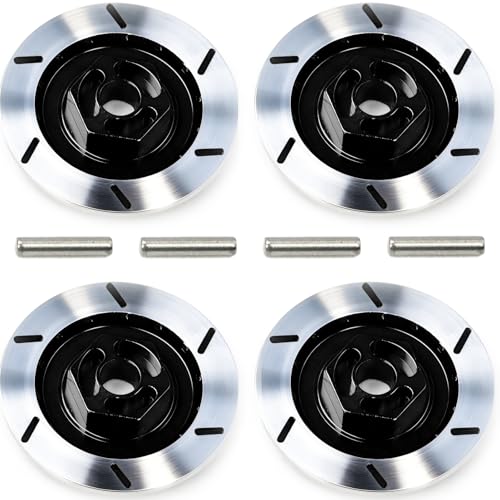 Brake Discs with 12mm Hex Hub for 1/10 Scale RC Cars - Aluminum Alloy Upgrade Kit for Drift, On-Road Car - CNC Machined Performance Part with Anodized Finish Black - color: Black