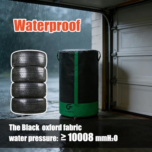 Waterproof Tire Storage Cover – Dust-Proof, Universal Tire Stack Cover for Up to 35" Diameter Tires | Black/Green Two-Tone Design - size: 35x49 in, style: Black+Green