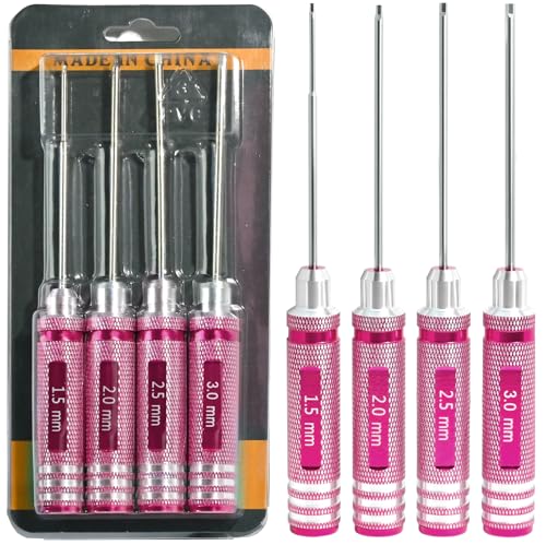 RC Hex Driver Set 1.5mm 2.0mm 2.5mm 3.0mm, Precision RC Screwdriver Tool Kit for SCX24 TRX4M TRX4 SCX10 Axial Traxxas ARRMA RC Crawler Cars - color: Pink