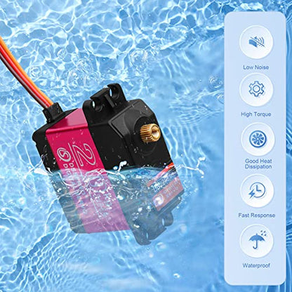 20KG RC Servo High Torque Servo Motors, Waterproof Full Metal Gear Steering Servo with 25T for 1/6 1/8 1/10 1/12 RC Car Robot DIY, Digital Servo with 25T Servo Horn, Control Angle 270° - style: 1 Pcs 20kg