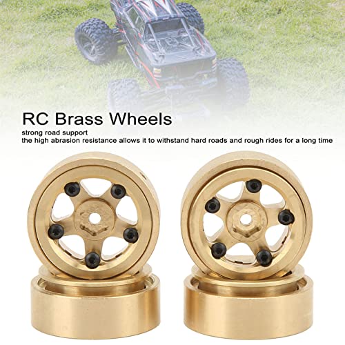 4Pcs 1.3 Inch Beadlock Wheel Rims for FCX24 1/18 1/24 Scale Crawler Car, Aluminum Alloy Brass Weighted Wheel Hub, Easy to Install and Disassemble, Metal Beadlock Wheels Rims