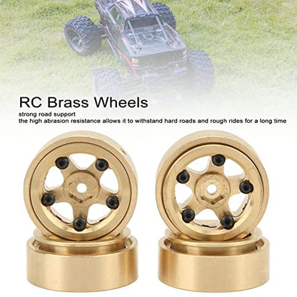 4Pcs 1.3 Inch Beadlock Wheel Rims for FCX24 1/18 1/24 Scale Crawler Car, Aluminum Alloy Brass Weighted Wheel Hub, Easy to Install and Disassemble, Metal Beadlock Wheels Rims