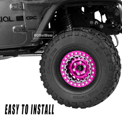 RC 1.9 Beadlock Wheels for 1/10 RC Crawler TRX4 TRX6 SCX10 90046 AX103007 VS4-10 MST CFX RC4WD D90 Red cat Gen8 7,Alloy Aluminium 1.9 rc Beadlock Rims 1.9 rc Wheels,4PCS,Pink - color: Pink(4pcs)