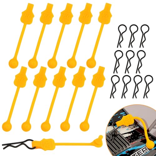 1.0mm RC Cars Body Clips with Pull Tabs for Universal 1/14 1/16 1/18 SCX24 Remote Control Car Compatible with Redcat HPI Himoto HSP Exceed Truck Buggy(10 Pieces,Orange) - color: Orange