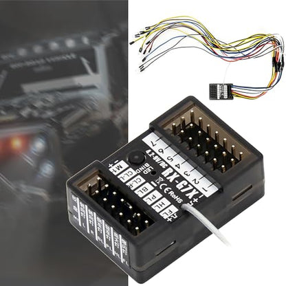 7 Channels RC Transmitter with Receiver Built-in Light Control System and 12LED Light Set, 2.4GHz Radio Remote Controller for RC Car Crawler Truck Racing Buggy Off Road On Road Boat Tank(Red) - color: Red