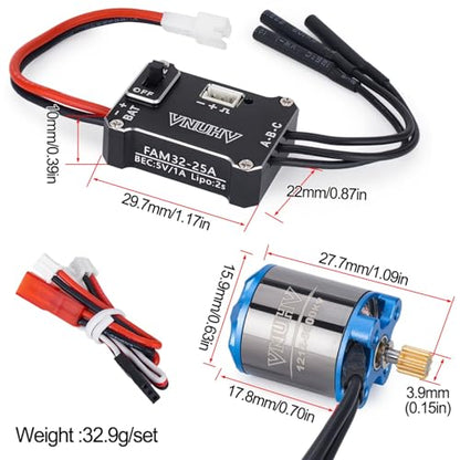 Brushless Motor ESC Combo,1212 5000KV Outrunner Rotor Motor,25A ESC for 1/30 Axial SCX30 Bronco Jeep RC Crawler Upgrade Parts