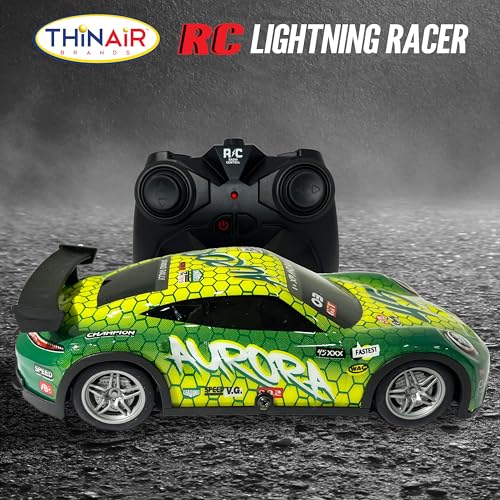 Nature Bound RC Lightning Racer - High-Speed, Light Up Chassis, Radio Controlled Race Car, 1:40 Scale, Blue (Green) - color: Green