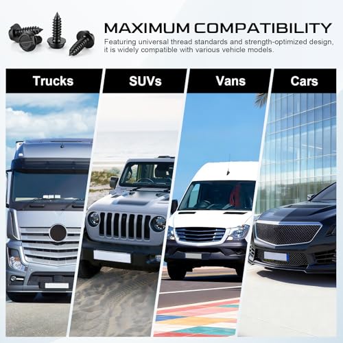 Rustproof License Plate Screws for Securing License Plates Frames and Covers on Cars and Trucks, 4 Sets Premium Stainless Steel Self Tapping Mounting Bolts (Black Zinc Plated) - color: Slotted-Black, size: 4 Pack
