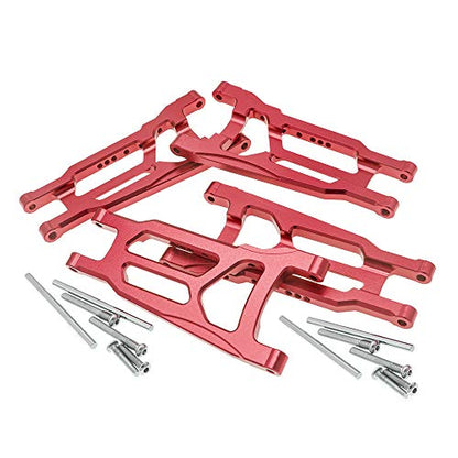 4-Pack Alloy Front&Rear Suspension Arms for Traxxas 1/10 4X4 Slash, Stampede, Rustler 4WD VXL-Replaces Part 3655 - color: Red