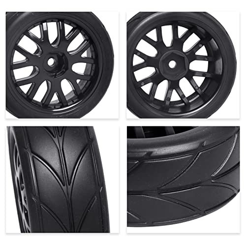 4-Pack HobbyPark RC Car Tires and Wheels 12mm Hex Drive Hub with Foam Inserts for 1/10 On Road Touring Car