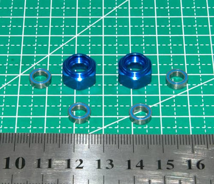 Front Wheel Hex Adapter & Bearing Compatible with 1/10 Tamiya DT03 DT-03 Upgrade RC Car Metal Part(Dark Blue) - color: Dark Blue