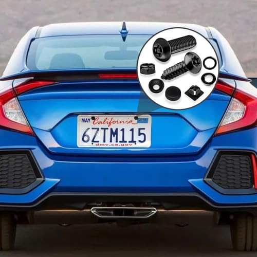 Anti Theft License Plate Screws, Tamper Resistant Licence Plate Kit, 1/4"(M6) Security Screws, Rust Proof Stainless Steel Bolts Fasteners Kit for Front Rear Frame Holder Mounting (Black) - color: Black