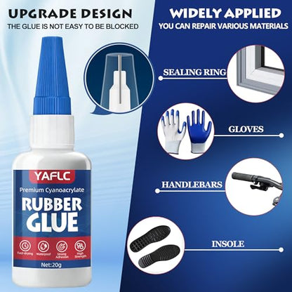 Rubbe Glue, Super Glue for Rubber 40g | Waterproof Adhesive for RC Tires Repair, Edge, Seals, Gaskets, Shoe Soles, Hose, Motorcycle Handlebar Grip, Mat & Neoprene - style: Rubber Glue
