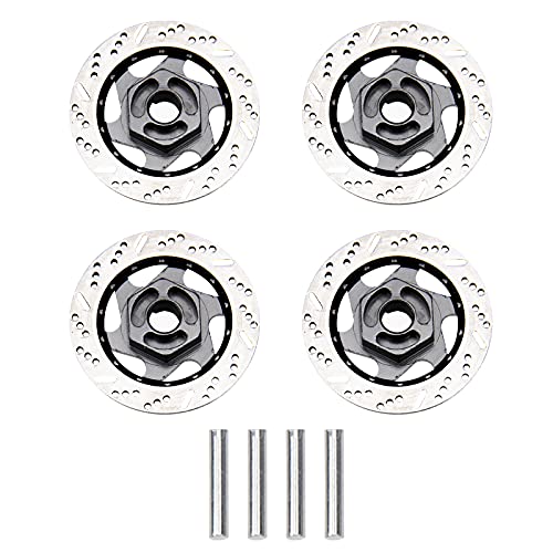 4Pack ShareGoo Metal 12mm Hex Hub Wheel Rim Tires Brake Disc Compatible with Traxxas Tamiya HSP HPI Redcat Racing 1/10 RC On-Road Car (Titanium) - color: Titanium