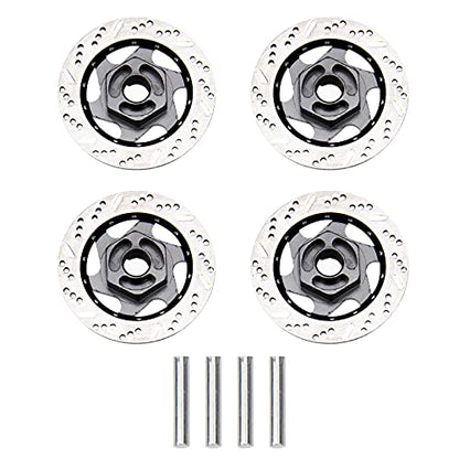 4Pack ShareGoo Metal 12mm Hex Hub Wheel Rim Tires Brake Disc Compatible with Traxxas Tamiya HSP HPI Redcat Racing 1/10 RC On-Road Car (Titanium) - color: Titanium