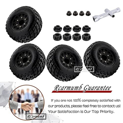RC Wheels and Tires for 1/10 Slash 2WD 4×4 4wd,Senton Axia1 Red cat Rc 4wd Hex Detachable Replacement Snow Tires Desert Tires,12mm/14mm Hex Rc Truck Tires (4pcs) Black