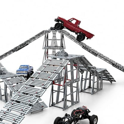 Super Sized RC Bridge Obstacles for 1/30 1/24 1/18 1/12 RC Crawler Trucks, Indoor Rock Crawling Course with Stackable Towers & Ramps (RC Cars Not Included)
