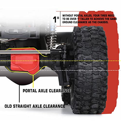 RC Car Axles, Rustproof 2 Pcs 45° Steering Angle Front Rear Portal Axle Assembly Sturdy for Traxxas 1/10 RC Crawler Car