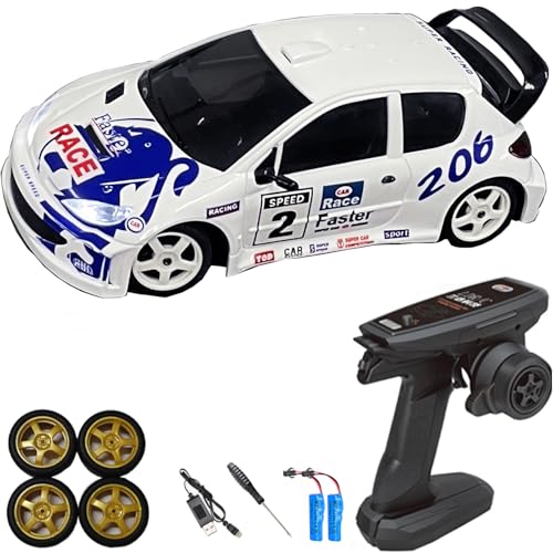 LDRC 2802PRO 1/28 Mini RC Drift Car GTR 2.4GHz 4WD RTR with Gyro and 4PCS Drift Tires Racing Radio Control Cars (White) - color: 2802-white