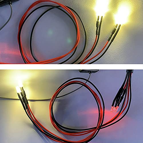 RC-Hub LED Front Light Headlights Bumper Light Set for 1/24 Axial SCX24 AXI00001 RC Crawler Car (Yellow Red) - color: Yellow Red
