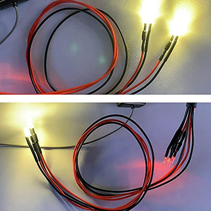 RC-Hub LED Front Light Headlights Bumper Light Set for 1/24 Axial SCX24 AXI00001 RC Crawler Car (Yellow Red) - color: Yellow Red