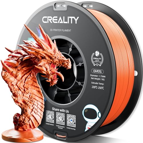 Official Creality PETG 3D Printer Filament 1.75mm 1KG (2.2lbs), High Precision, Strong Toughness, Odorless, Better Flow, Moistureproof 3D Printing CR PETG Filament, Orange | High Precision Strong Toughness, Odorless Better Flow Moistureproof 3D Printing E