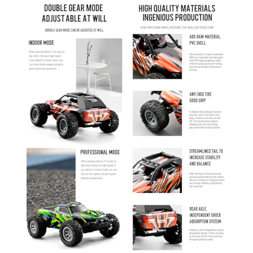 Mini RC Car for Adults, 4WD Off Road Remote Control Truck High Speed 20KMH Rechargeable Battery RTR Gift for Teen Birthday Christmas - color: Orange