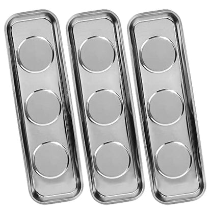 Magnetic Parts Tray 3pc,for Socket Screw Nuts Bolts Metal Parts,Extra Strong Magnet,Thickened Tray,Stainless Steel - style: Tray 3pc