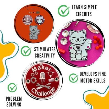 Learn to Solder Kit – Transistor Cat STEM Badge | DIY Soldering Project for Beginners, Teens, and Hobbyists | Includes PCB, Buzzer, Transistor | Educational Electronics Kit