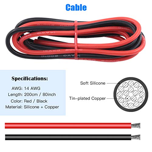 Glarks 76pcs T-Plug / XT60 / XT90 / EC3 / EC5 Male & Female Plug Adapter Connectors Kit [Including: 14 GA Silicone Wire and Shrink Tubing] for RC Lipo Battery Accessories
