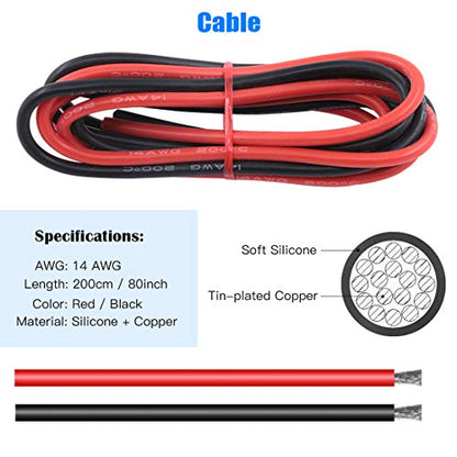 Glarks 76pcs T-Plug / XT60 / XT90 / EC3 / EC5 Male & Female Plug Adapter Connectors Kit [Including: 14 GA Silicone Wire and Shrink Tubing] for RC Lipo Battery Accessories