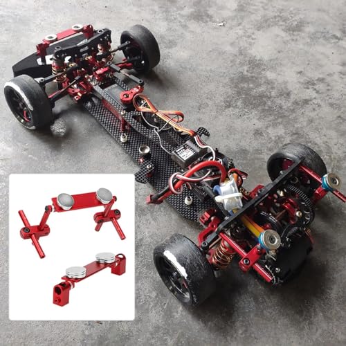 HERCHR RC Car Magnetic Body Post, Aluminum Alloy Magnetic Body Shell Mount Kit for 1/10 RC Racing Car - color: Red