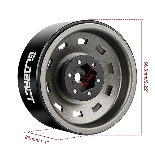GLOBACT 1.9 Beadlock Wheels for 1/10 TRX4 TRX6 SCX10 I II III Pro Redcat, T | 1/10 RC Wheel Hub, 1/10 RC Crawler Car Upgrade Accessories - color: Titanium
