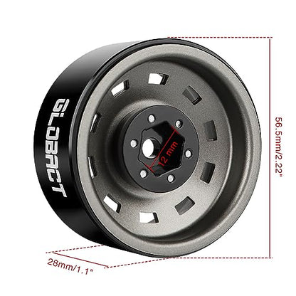GLOBACT 1.9 Beadlock Wheels for 1/10 TRX4 TRX6 SCX10 I II III Pro Redcat, T | 1/10 RC Wheel Hub, 1/10 RC Crawler Car Upgrade Accessories - color: Titanium