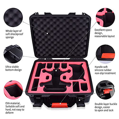 FPVtosky Professional Hard Case for DJI FPV [Case Only] - DJI FPV Drone Carrying Case Accessories - Fits 6 Batteries - Keep Props On, Black, Red, L, Compact