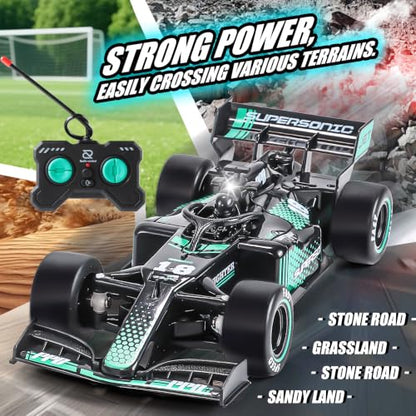 RC F1 Racing Car, 1:16 Scale Remote Control Car with Spray Feature, LED Lights, 2.4GHz, for Kids Ages 6+