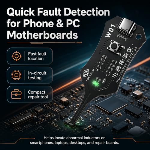 Inductance Tester,Motherboard Coil Tester for Quick Fault Detection,in-Circuit Electronic Circuit Board Inductor Detector for PC,Phone Repair