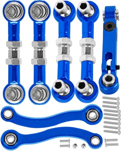 RC Aluminum Metal Turnbuckle Camber Links Toe Links with Rod Ends Steering Linkage Set Upgrade Parts for 1/18 LaTrax Teton,Desert Prerunner.Navy Blue(Replace 7636) - color: Blue(7pcs)
