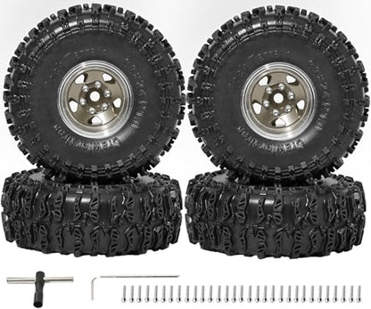1.0 Beadlock Wheels and Tires Set 4PCS, All Terrain Soft Tires with CNC Aluminum Beadlock Wheels, Compatible with Traxxas TRX4M, Axial SCX24, FMS FCX24 FCX18, AX24, 1/18 1/24 RC Crawlers - color: Bronze