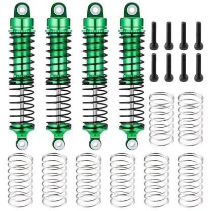 Aluminum Shocks Long Threaded Shock Absorber Front & Rear Full Metal Oil Damper Set Compatible with Traxxas 1/18 LaTrax Teton Desert Prerunner, Replace Parts 7660 7665(4-Pack) (Green) - color: Green