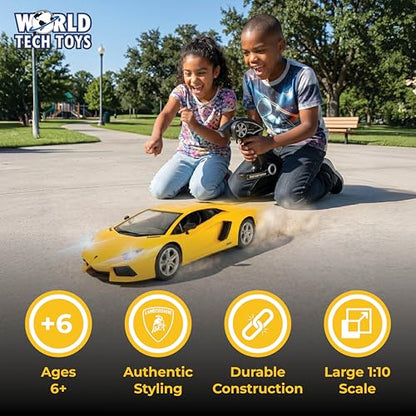 Lamborghini Aventador 1:10 Remote Control Sports Car, 2.4GHz, Full-Function | Officially Licensed Model Measures 16 x 7.5 x 4 in, Includes Rechargeable Car Battery; Remote Needs 3 AA, Ages 6+