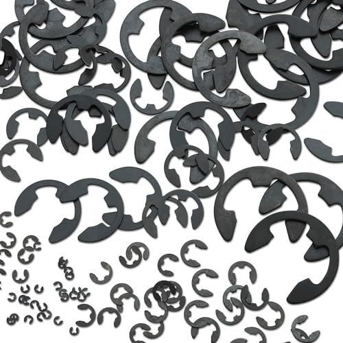 NEIKO 50455A E-Clip Assortment Set | 300 PCS, 9 SAE Sizes, Heat Treated External Retaining Clips, 1/16" - 7/8 Inch | High Carbon Steel Circlip Kit, Anti Walk Washers, Retaining Rings - style: Retaining Ring